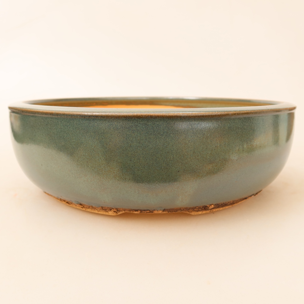 Ceramiczna miseczka do bonsai 25 x 25 x 7,5 cm, kolor zielony