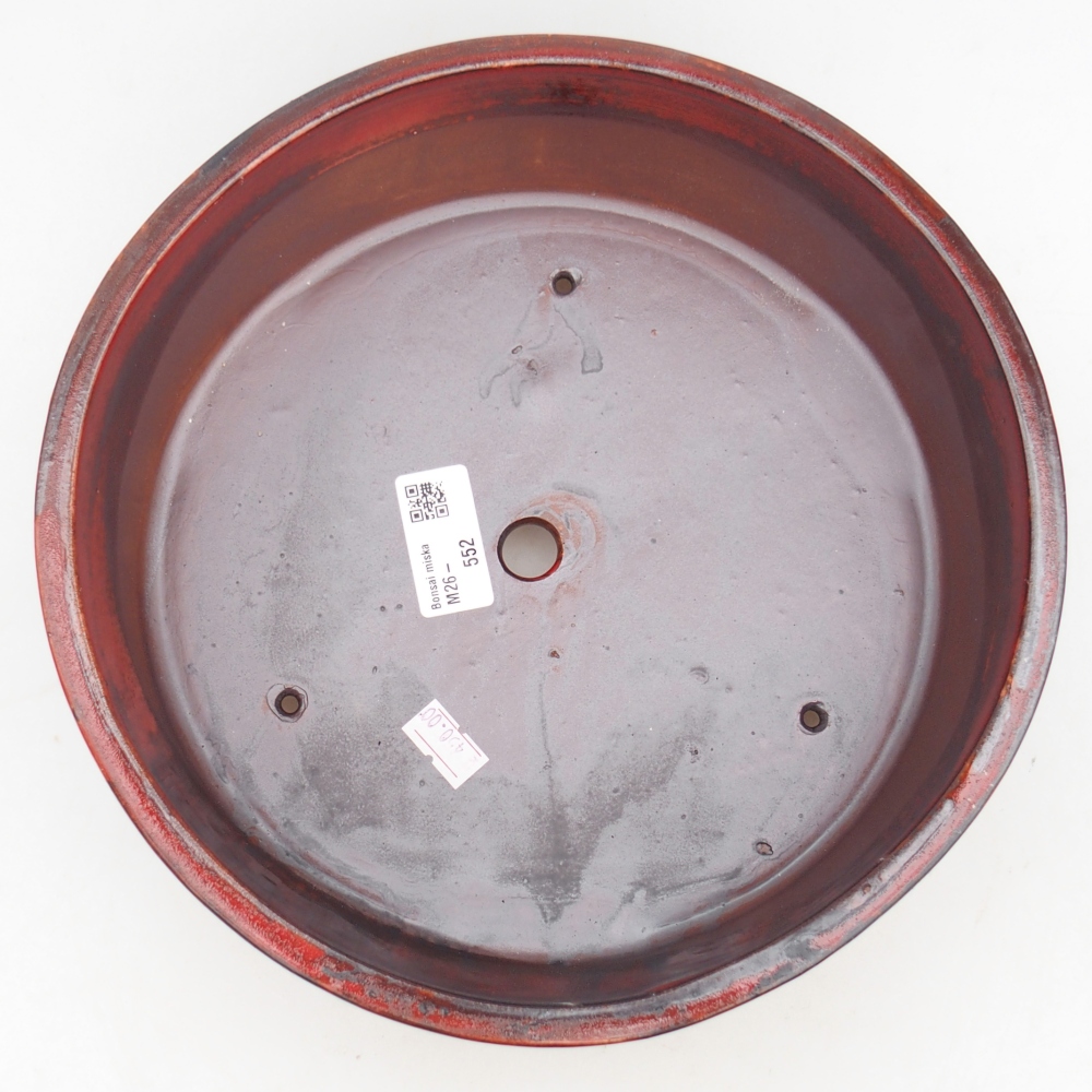 Ceramiczna miska do bonsai 24,5 x 24,5 x 7 cm, kolor czerwony