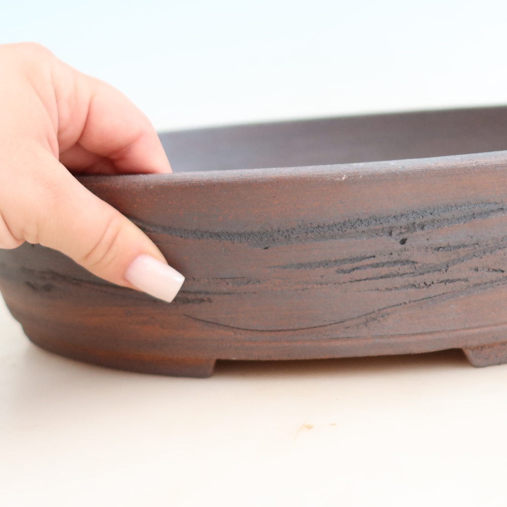 Ceramiczna miska do bonsai 37,5 x 30 x 7 cm, kolor brązowy