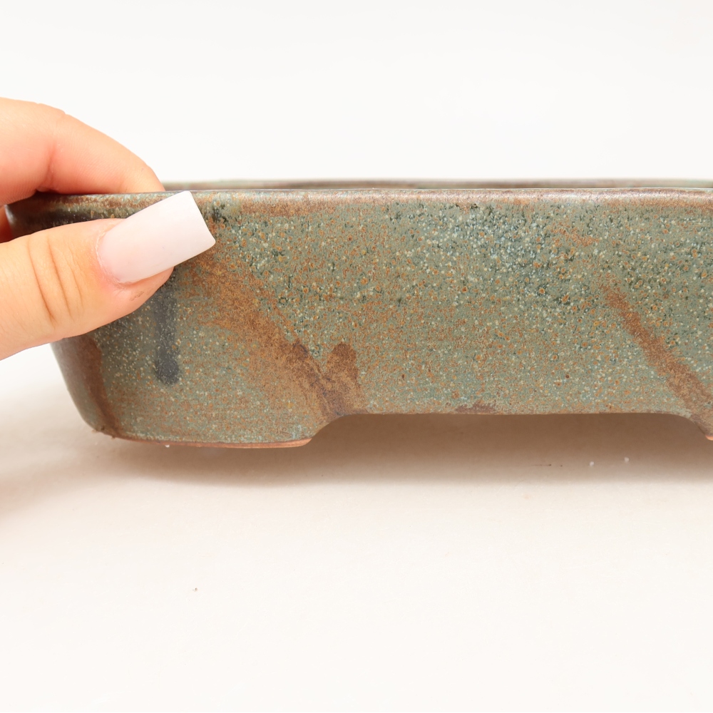 Ceramiczna miska do bonsai 23 x 18 x 5,5 cm, kolor brązowo-zielony