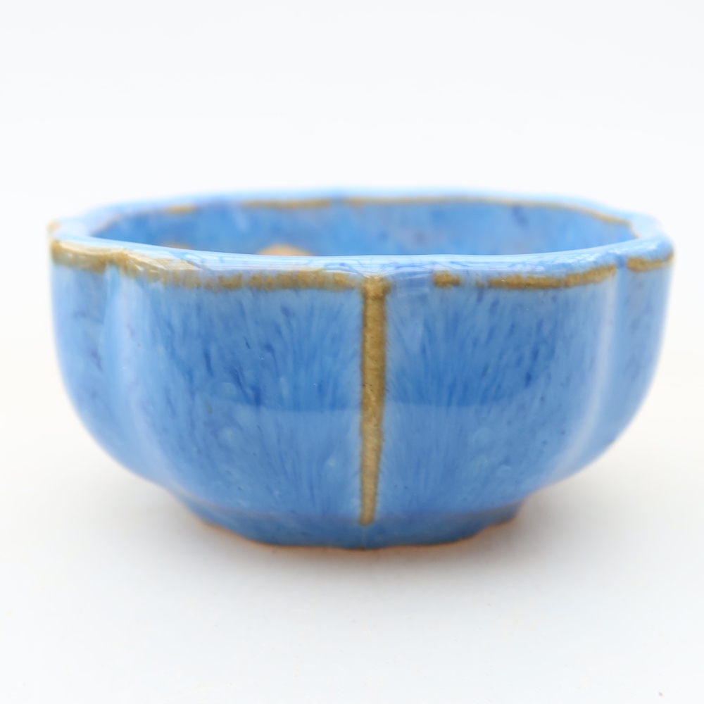 Ceramiczna miseczka do bonsai 6 x 6 x 3 cm, kolor niebieski