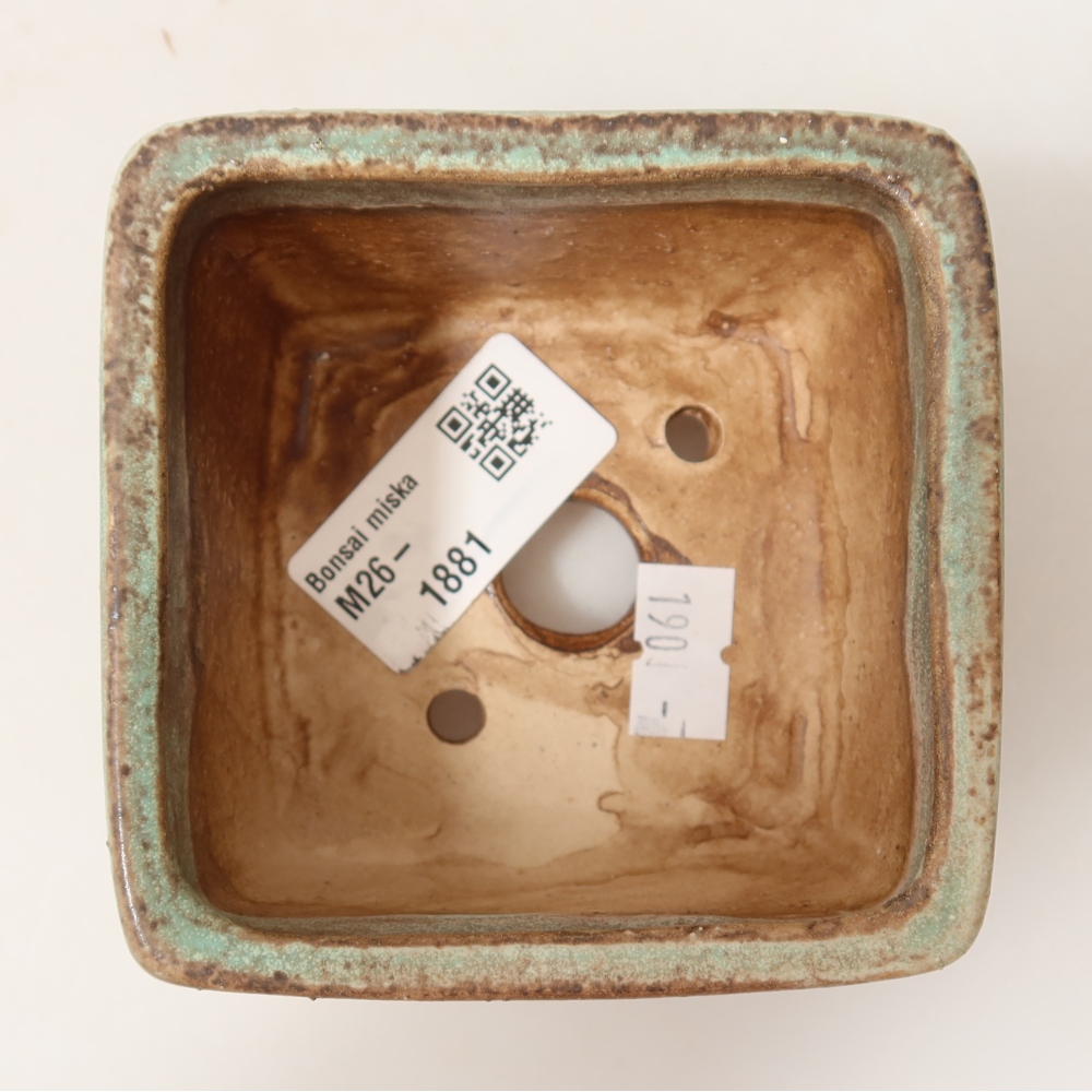 Ceramiczna miska do bonsai 8,5 x 8,5 x 5,5 cm, zielona