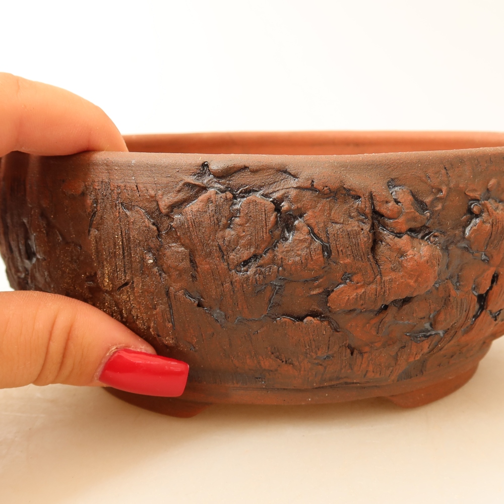 Ceramiczna miska do bonsai 16 x 16 x 6,5 cm, kolor brązowy