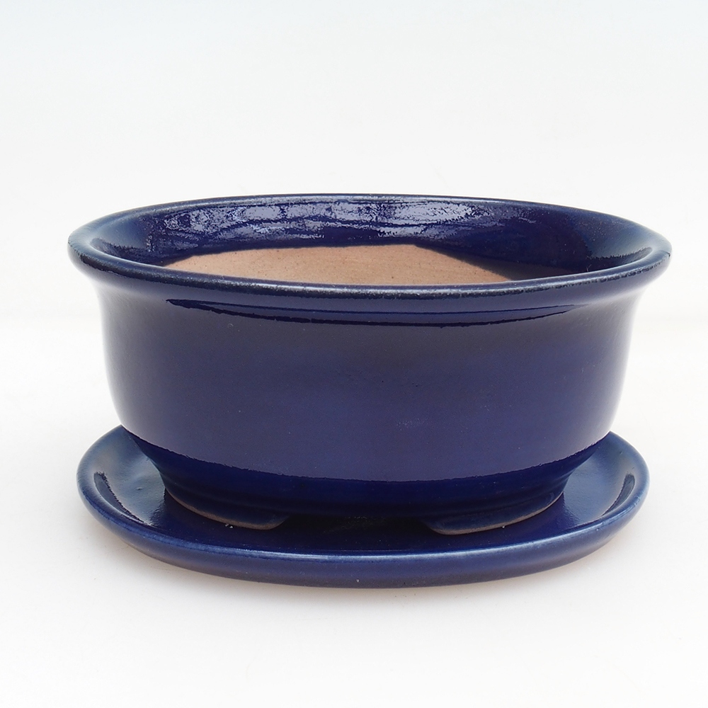 Miska bonsai + podstawka H30 - 12 x 10,5 x 5,5 cm - niebieska
