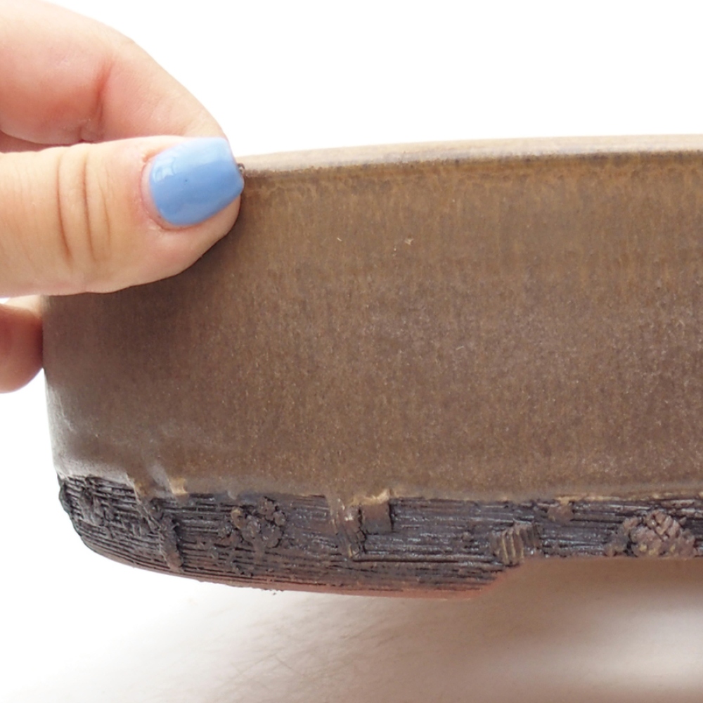 Ceramiczna miska bonsai 24,5 x 24,5 x 6 cm, kolor brązowy