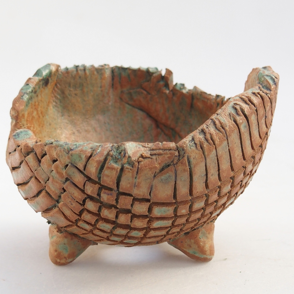 Ceramiczna muszla 10 x 9,5 x 7,5 cm, kolor brązowo-zielony