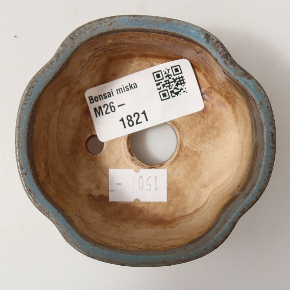 Ceramiczna miseczka do bonsai 8 x 7,5 x 3,5 cm, kolor niebieski