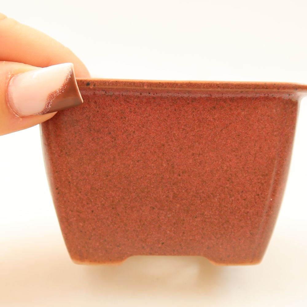 Ceramiczna miseczka do bonsai 8,5 x 8,5 x 5,5 cm, kolor różowy