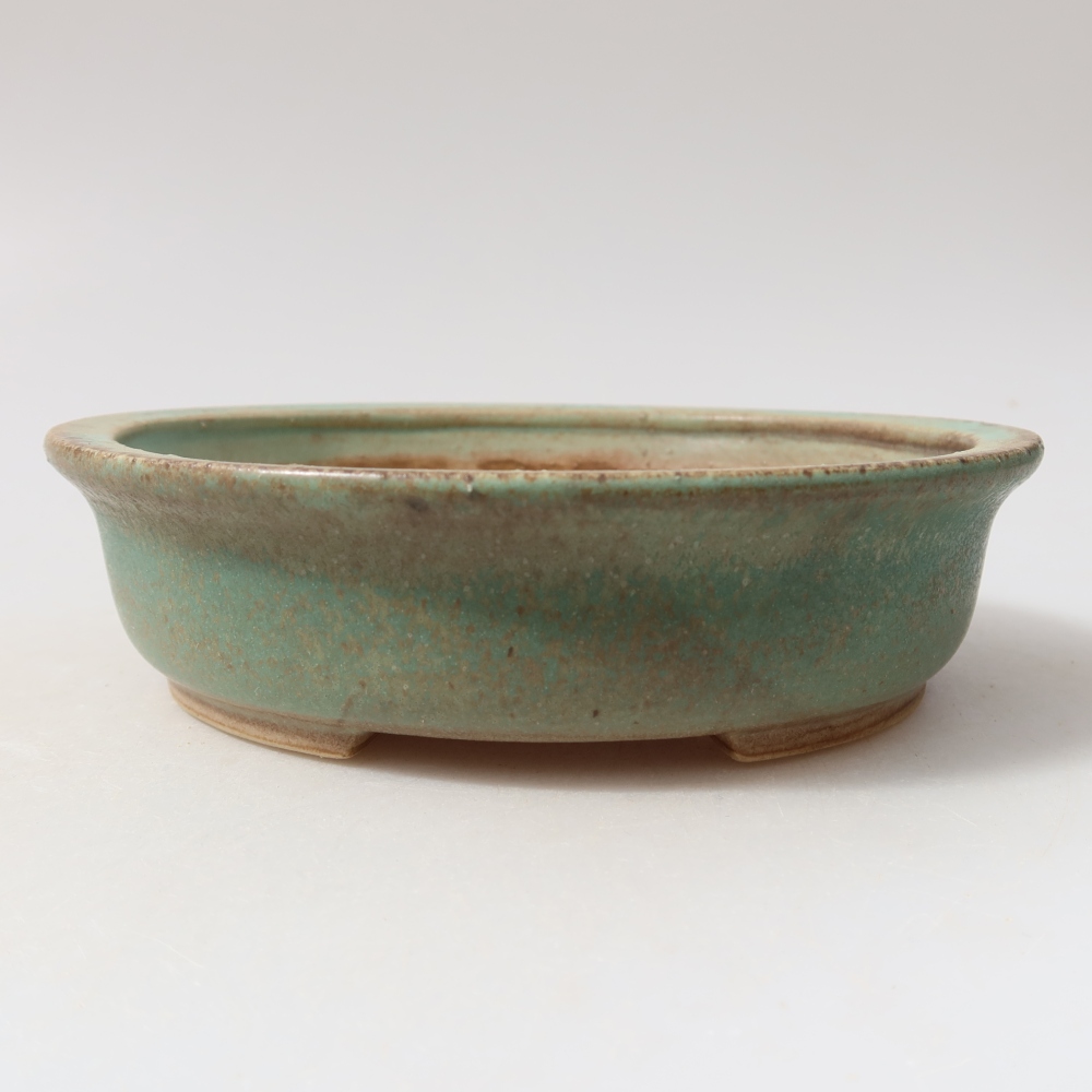Ceramiczna miska do bonsai 15,5 x 14,5 x 4 cm, kolor zielony