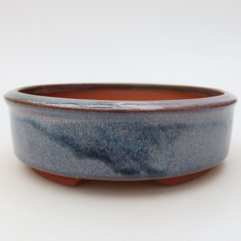 Ceramiczna doniczka do bonsai 14,5 x 14,5 x 5 cm, kolor niebieski