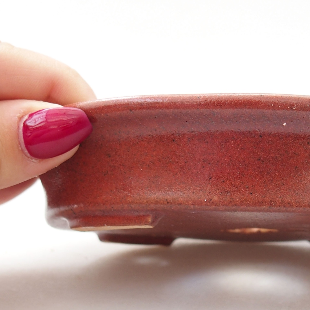 Ceramiczna miska bonsai 13 x 11 x 3 cm, kolor bordowy
