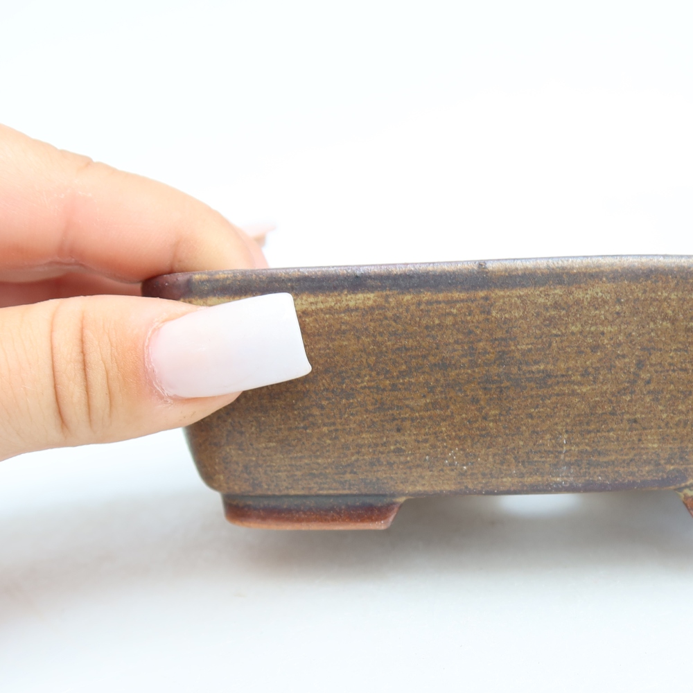 Ceramiczna miseczka do bonsai 12,5 x 9,5 x 4 cm, kolor brązowy
