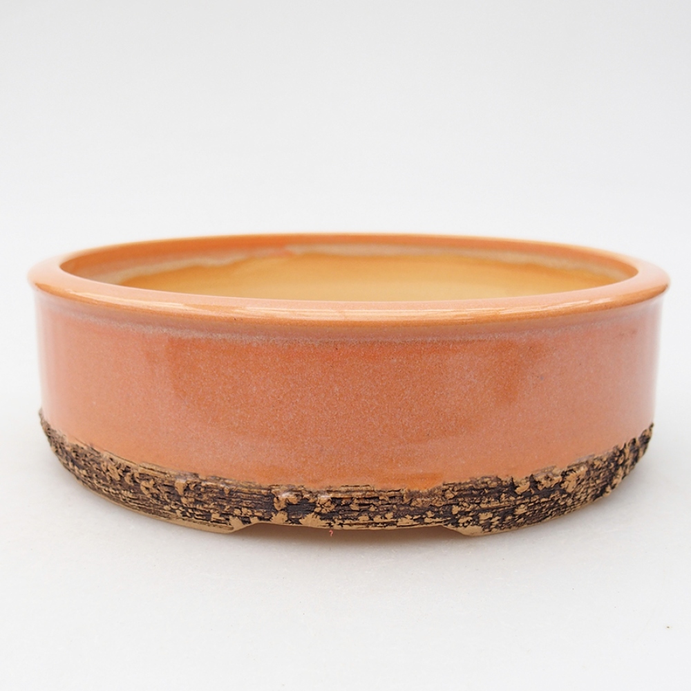 Ceramiczna miska bonsai 17,5 x 17,5 x 5 cm, kolor pomarańczowy