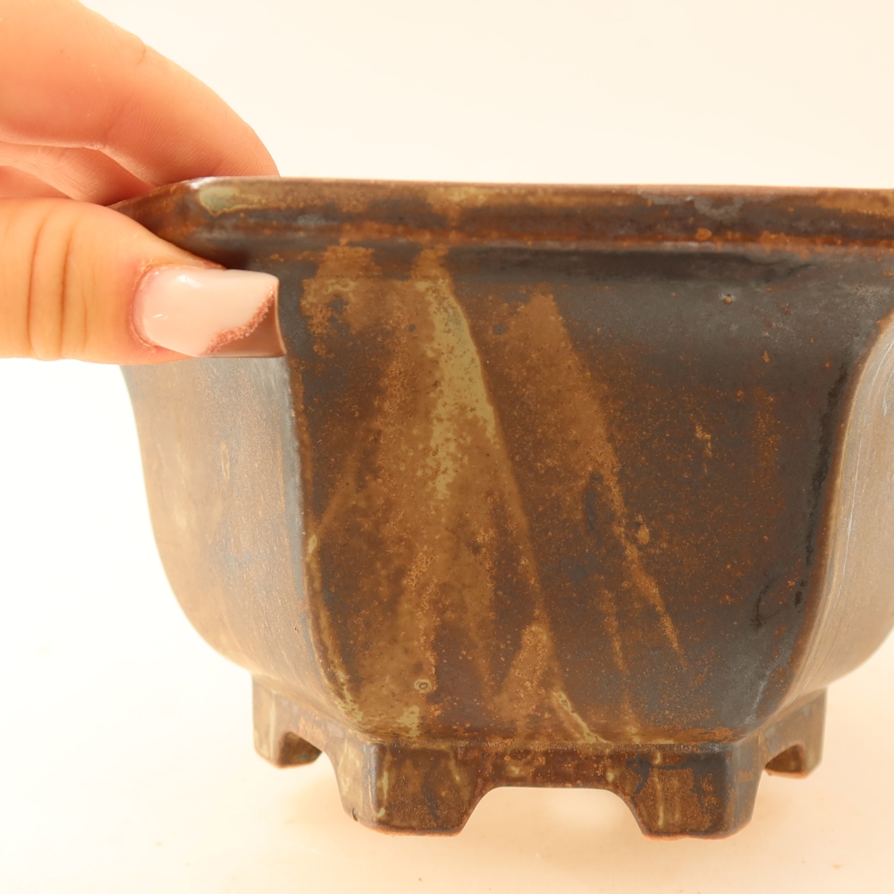 Ceramiczna miska do bonsai 18,5 x 16,5 x 9 cm, brązowa