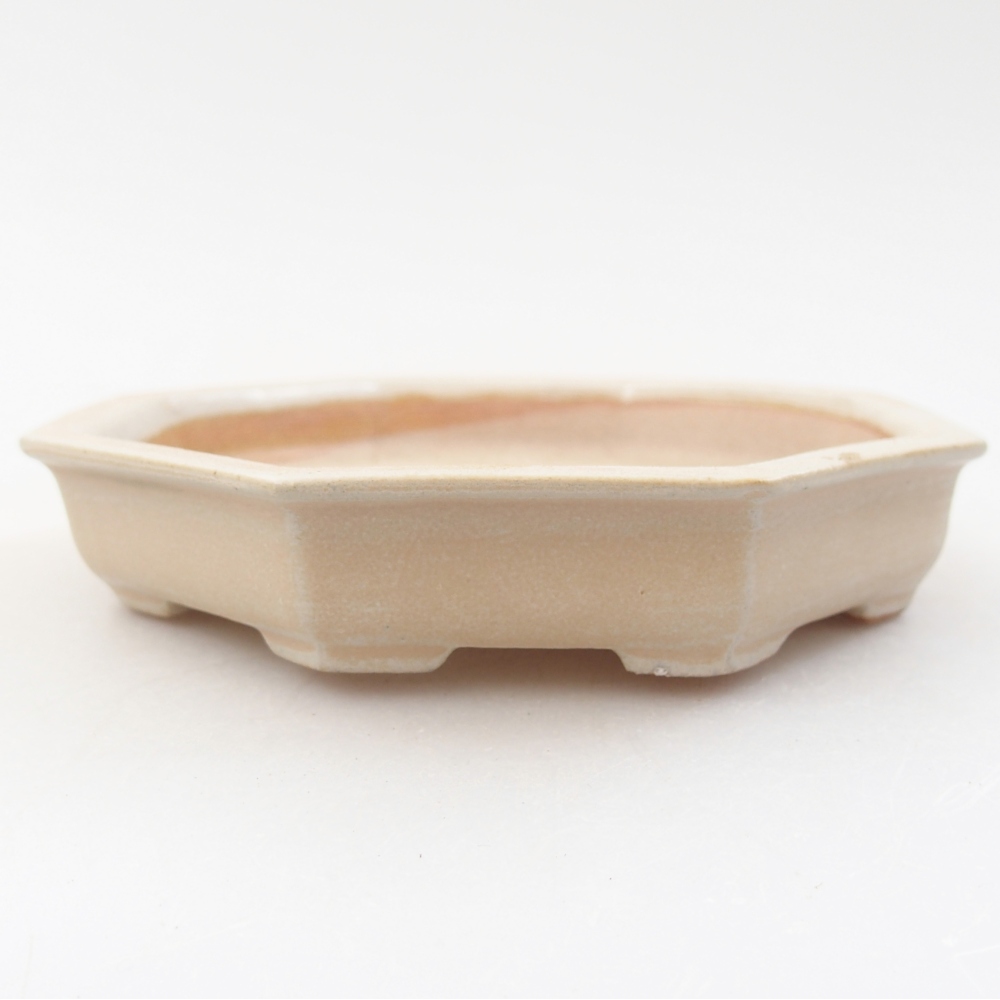 Ceramiczna miska do bonsai 11,5 x 11,5 x 2 cm, kolor beżowy