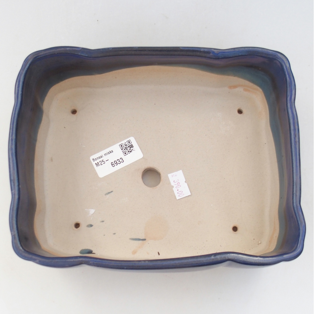 Ceramiczna miska do bonsai 20,5 x 17 x 7 cm, kolor niebieski