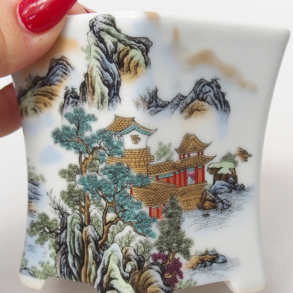 Ceramiczna miska do bonsai 10,5 x 9,5 x 9 cm, kolor biały