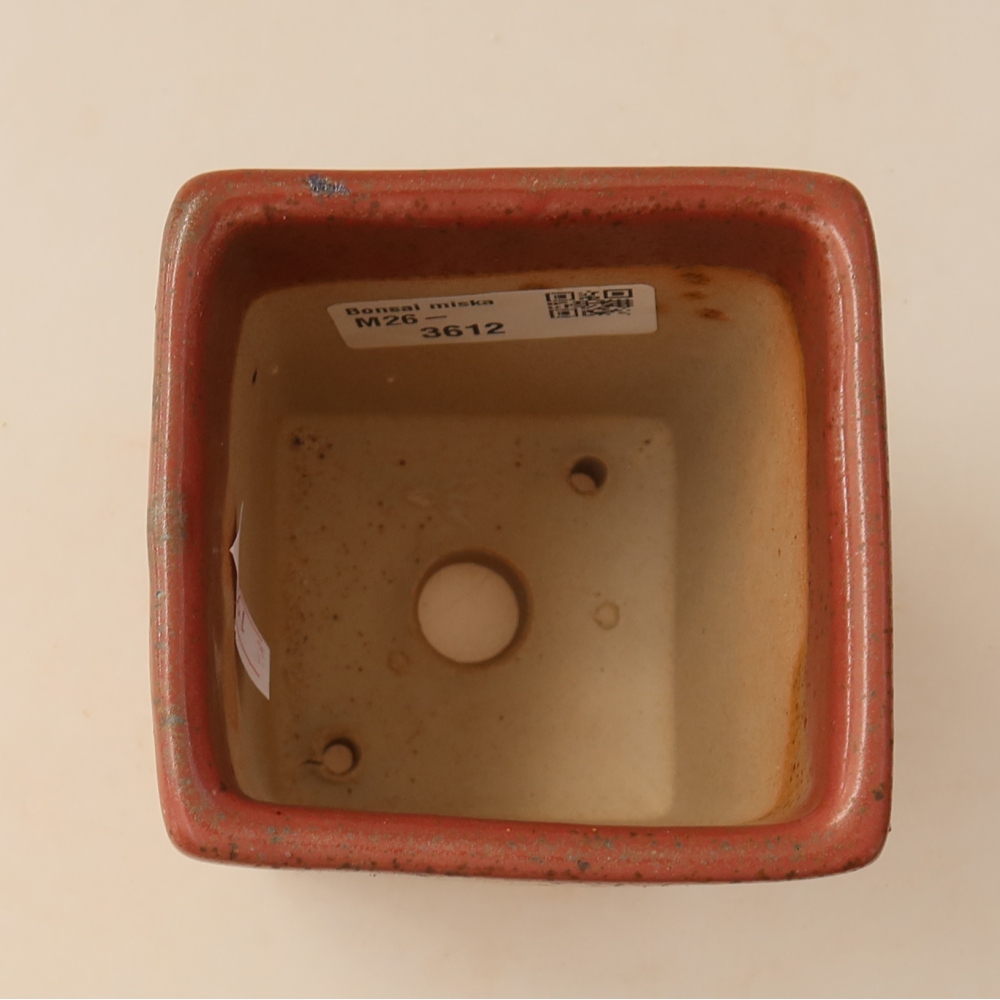 Ceramiczna miseczka do bonsai 7,5 x 7,5 x 10 cm, kolor różowy