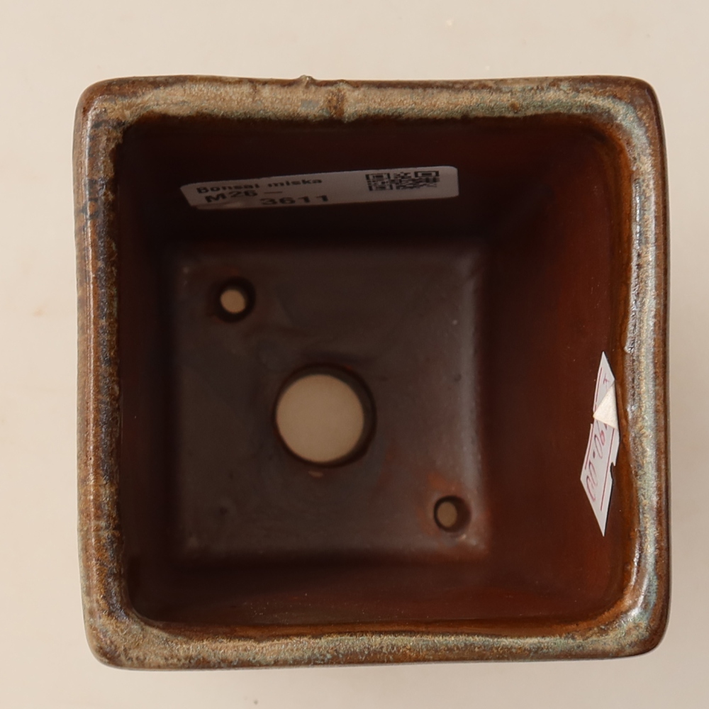 Ceramiczna miska do bonsai 7,5 x 7,5 x 10 cm, kolor brązowy