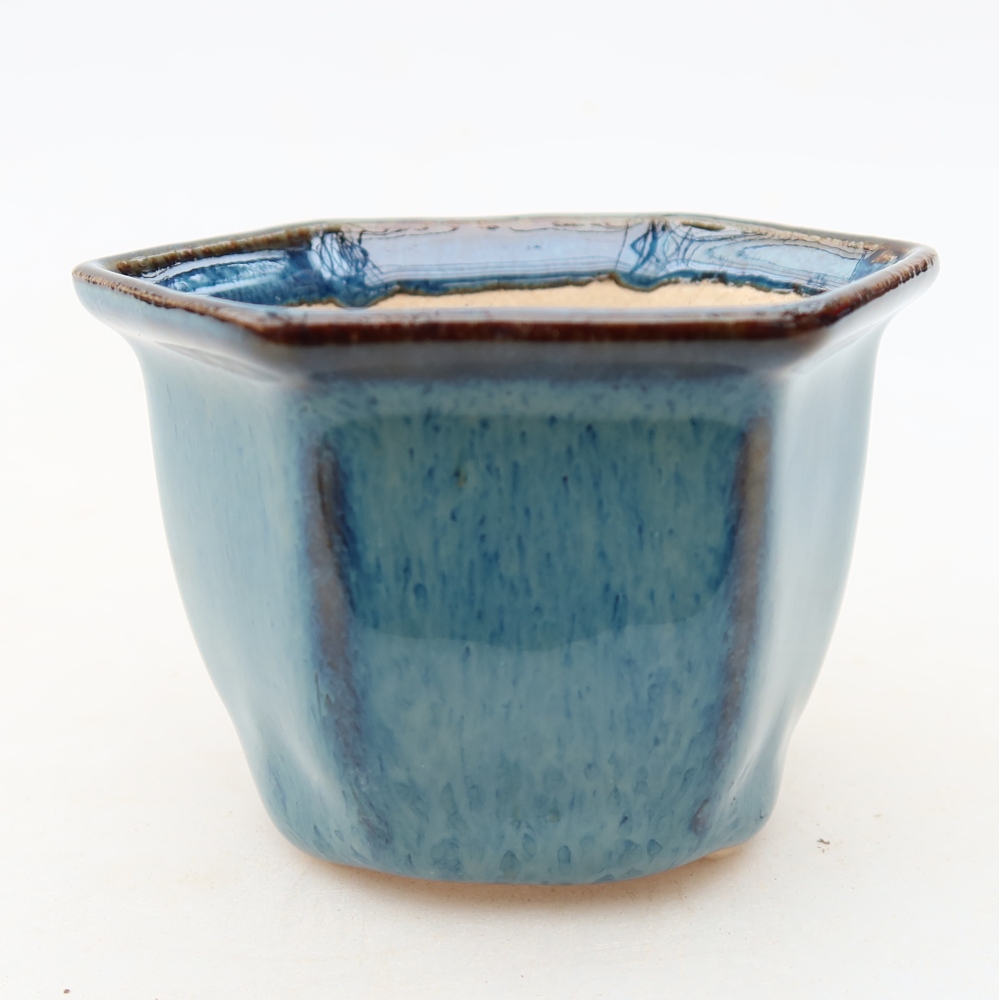 Ceramiczna miseczka do bonsai 7 x 6,5 x 5 cm, kolor niebieski