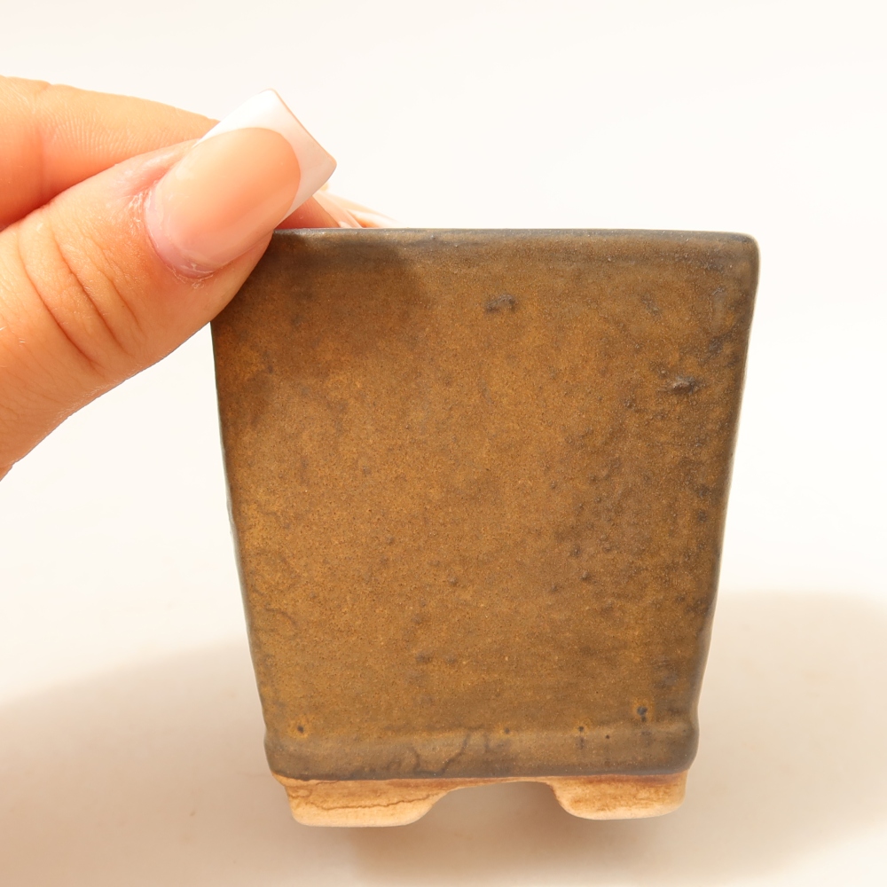 Ceramiczna miska do bonsai 6,5 x 6,5 x 7 cm, brązowa