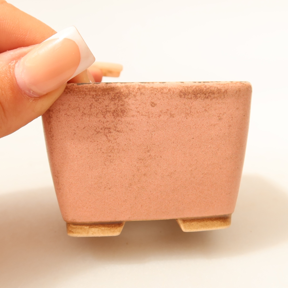 Ceramiczna miseczka do bonsai 6,5 x 6,5 x 4,5 cm, kolor różowy