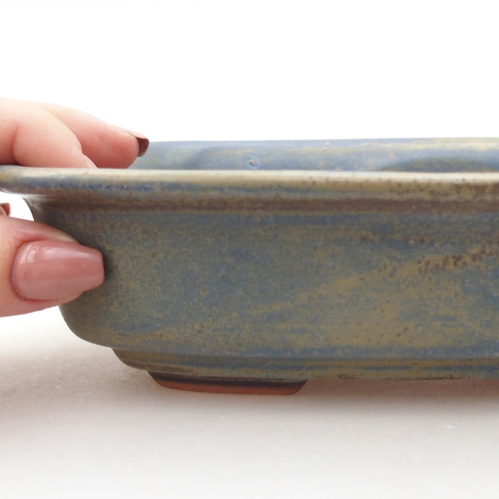 Ceramiczna miska do bonsai 18,5 x 13,5 x 5 cm, kolor niebieski