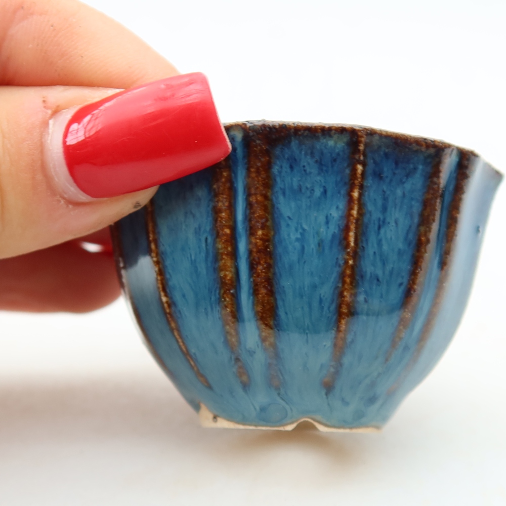 Ceramiczna miseczka do bonsai 5,5 x 5,5 x 3,5 cm, kolor niebieski