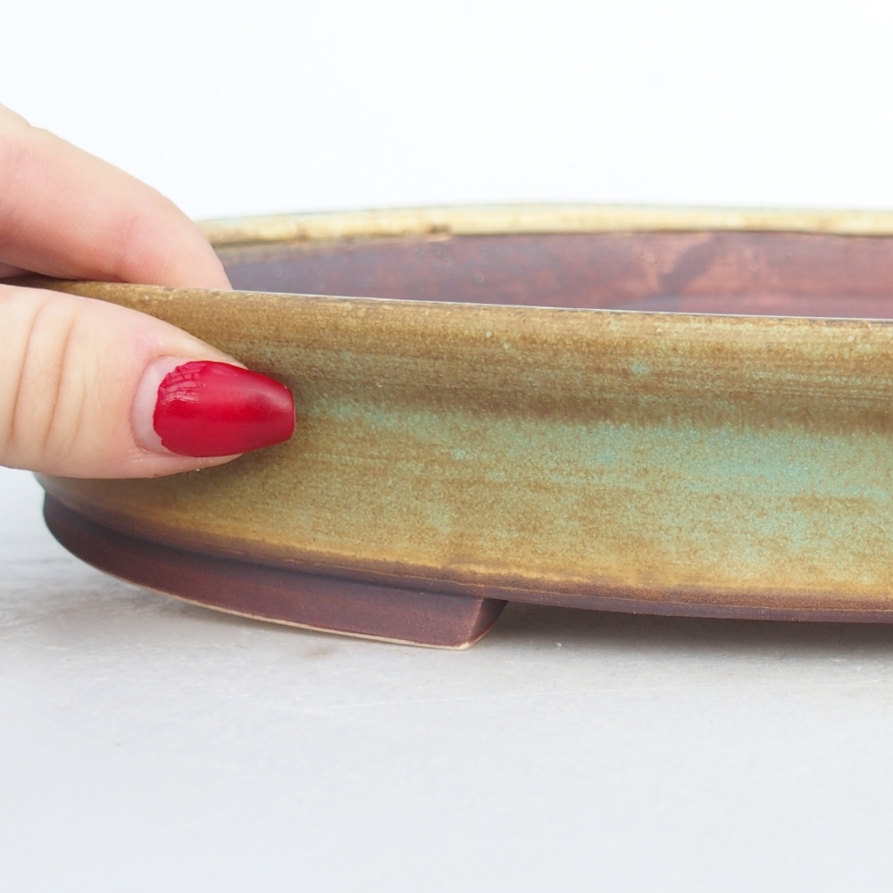 Ceramiczna miska do bonsai 31 x 27 x 4,5 cm, zielona