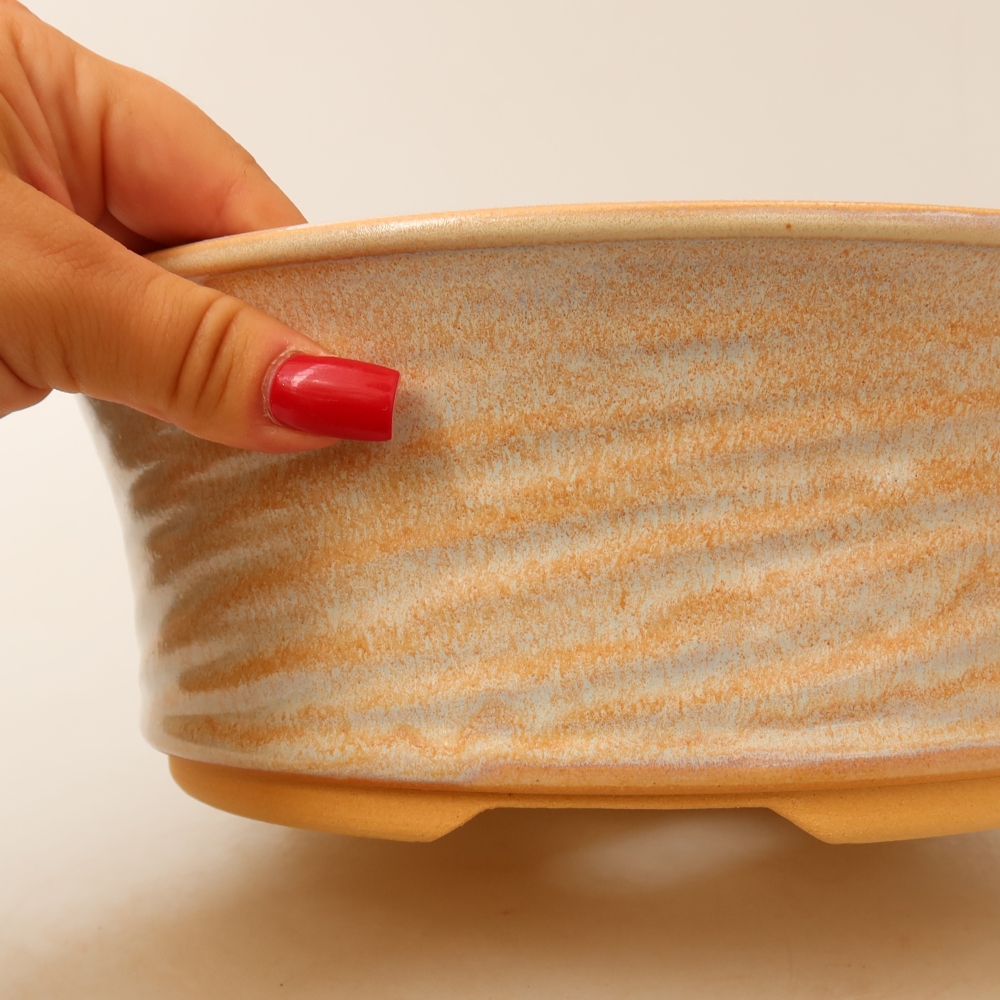 Ceramiczna miska do bonsai 26 x 26 x 9,5 cm, kolor beżowy