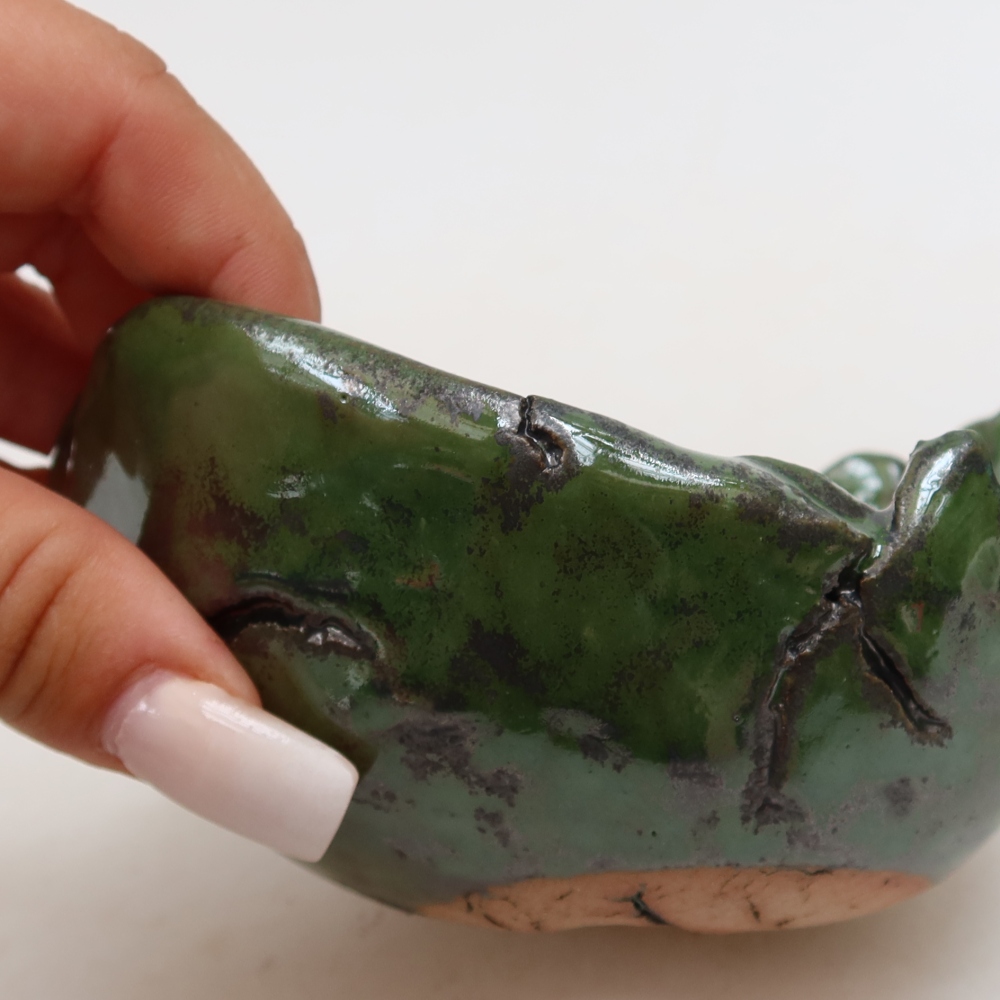Ceramiczna skorupka  11,5 x 10,5 x 7 cm, kolor zielony