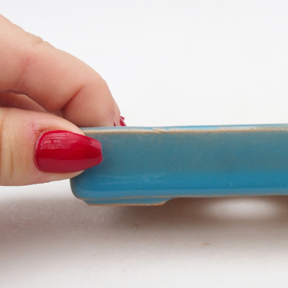 Ceramiczna miska do bonsai 10,5 x 7 x 2 cm, kolor niebieski