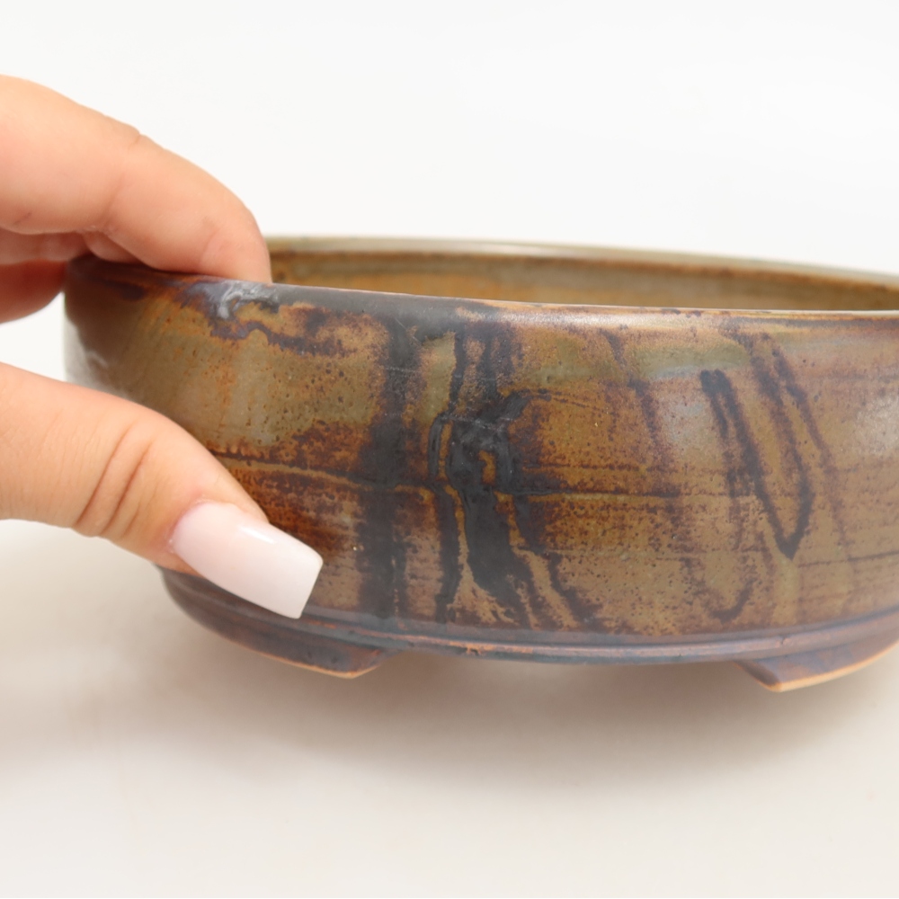 Ceramiczna miska do bonsai 17 x 17 x 6 cm, kolor brązowy