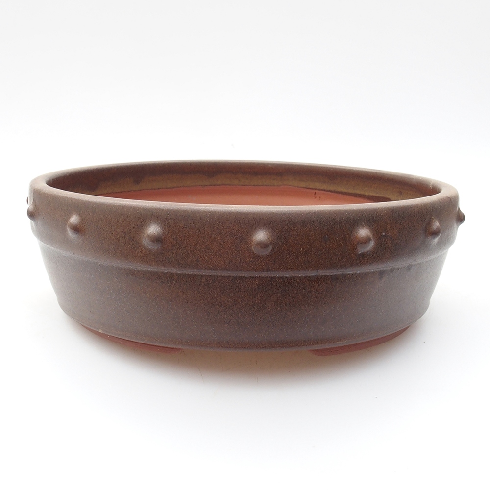 Ceramiczna miska bonsai 18 x 18 x 5,5 cm, kolor brązowy