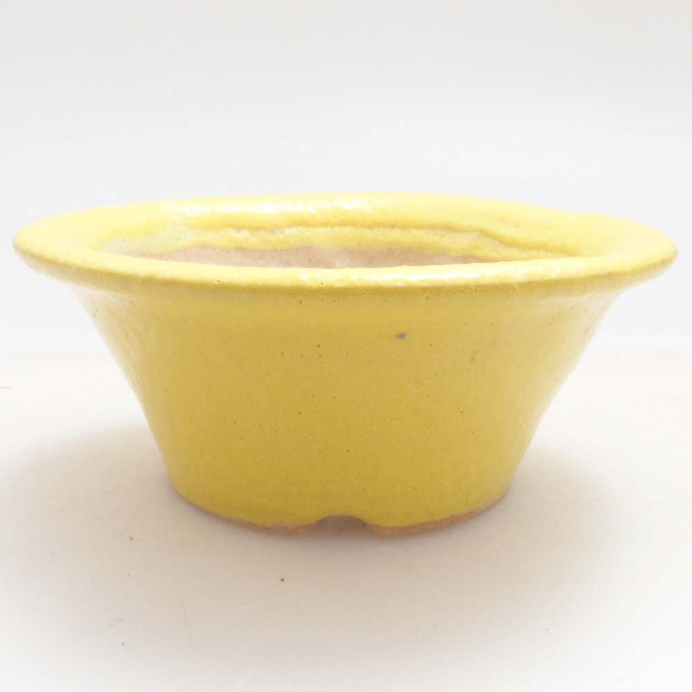 Ceramiczna miska bonsai 7 x 7 x 2,5 cm, żółta