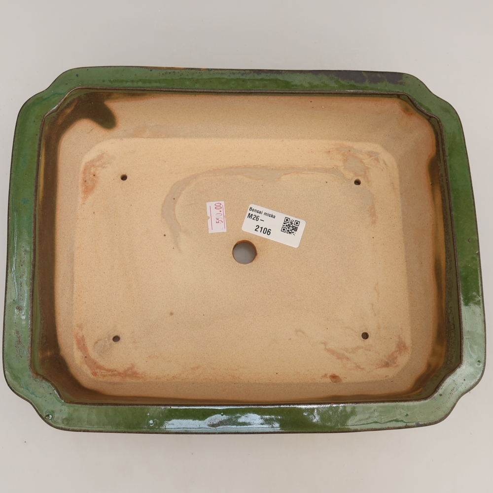 Ceramiczna miska do bonsai 27,5 x 21,5 x 7 cm, kolor zielony