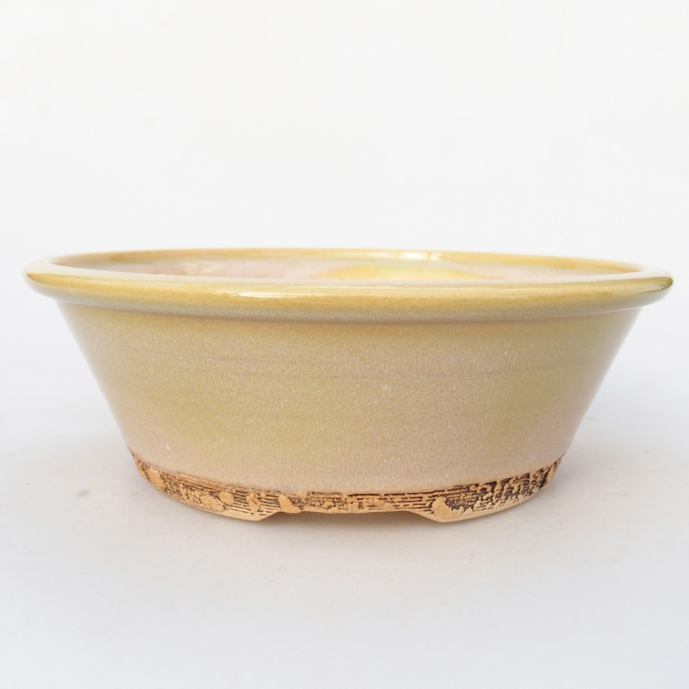 Ceramiczna miska do bonsai 20,5 x 20,5 x 7 cm, żółto-zielona