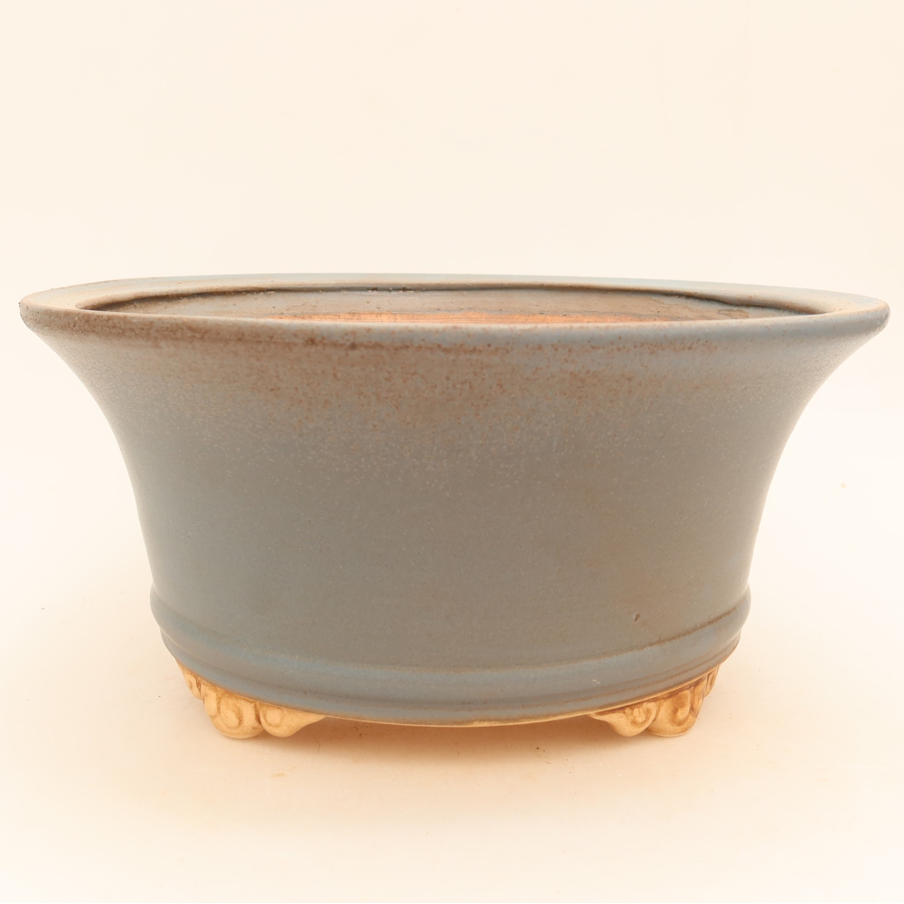 Ceramiczna miska do bonsai 24,5 x 24,5 x 11 cm, kolor niebieski