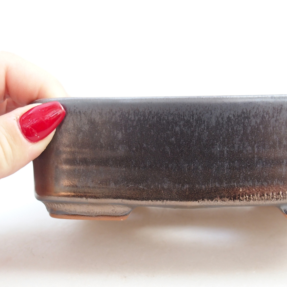 Ceramiczna miska do bonsai 14,5 x 10,5 x 4,5 cm, kolor metaliczny