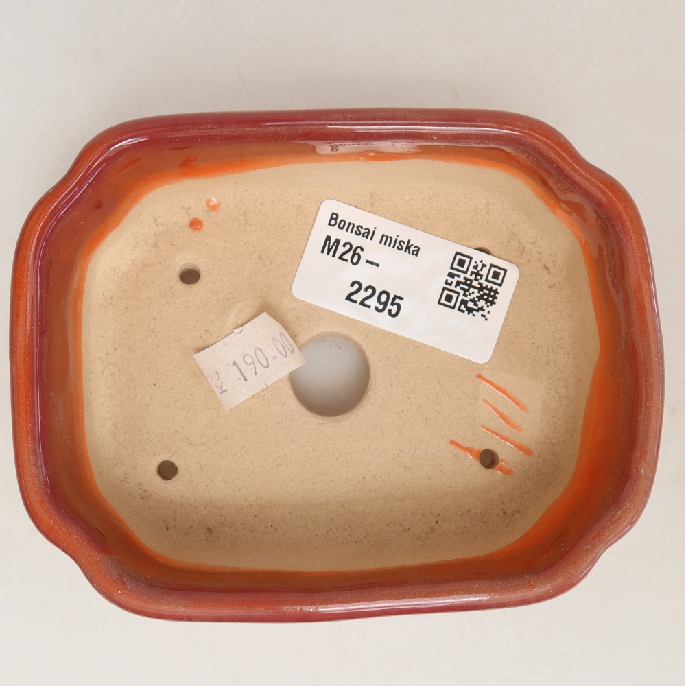 Ceramiczna miseczka do bonsai 10,5 x 8 x 4 cm, kolor pomarańczowy