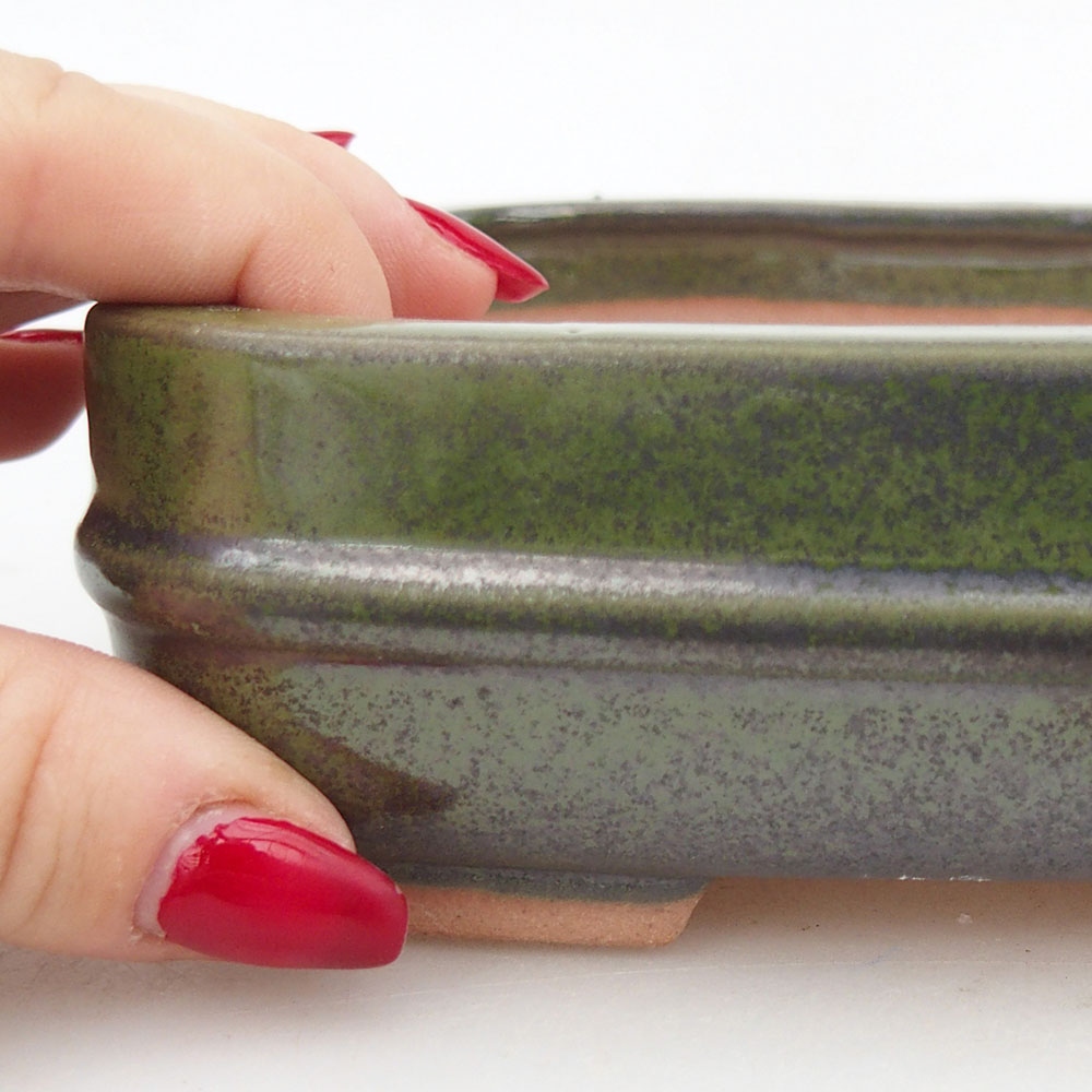 Ceramiczna miska do bonsai 14,5 x 12,5 x 4,5 cm, zielona