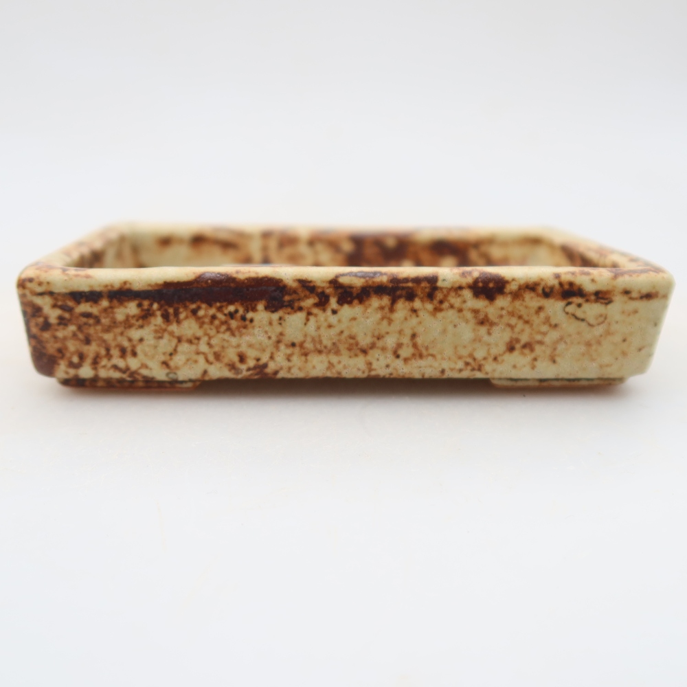 Ceramiczna miseczka do bonsai 10 x 7 x 2 cm, kolor beżowy
