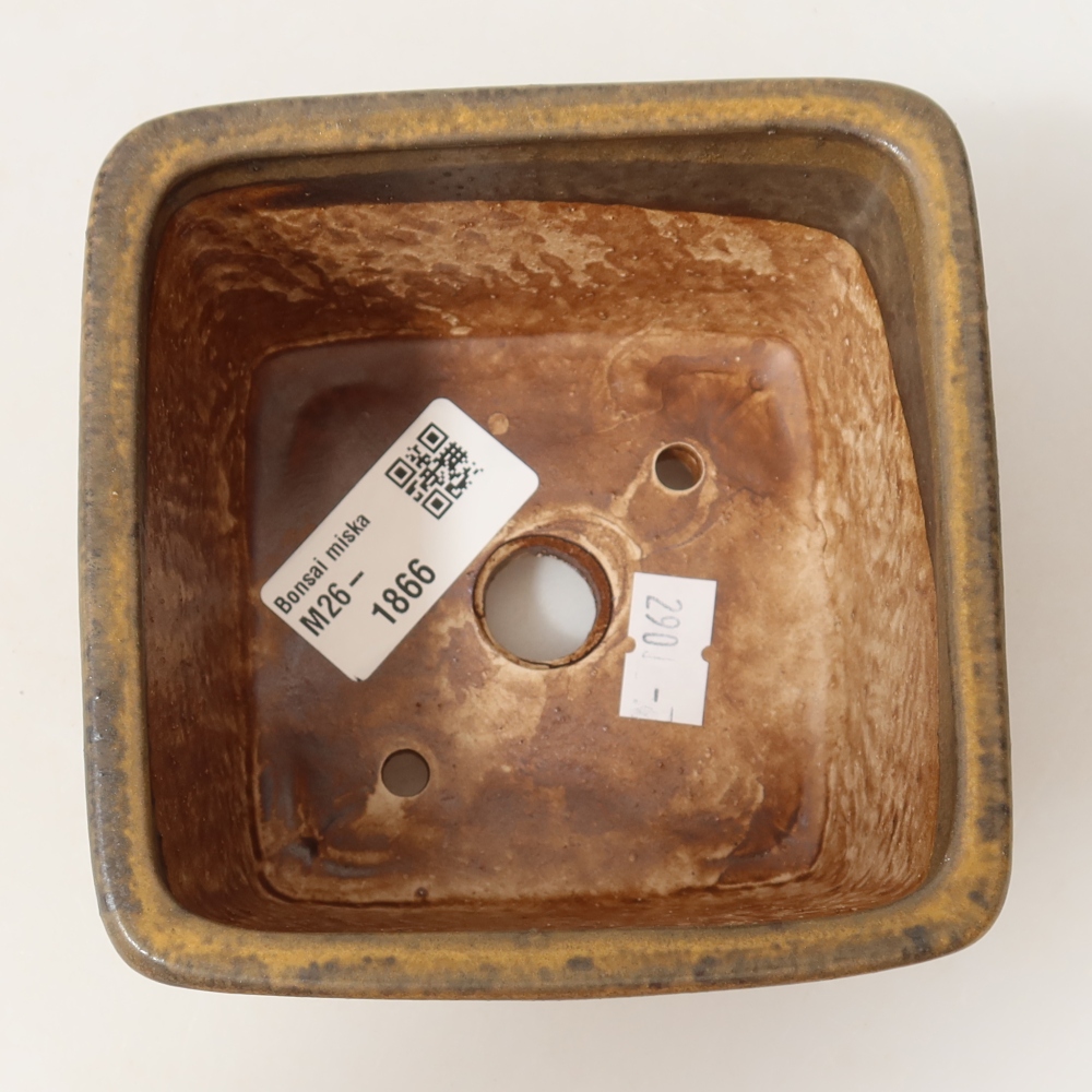 Ceramiczna miska do bonsai 10,5 x 10,5 x 7 cm, kolor brązowy
