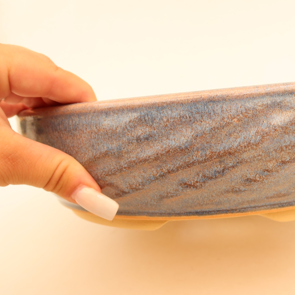 Ceramiczna miska do bonsai 27 x 27 x 6,5 cm, kolor niebieski