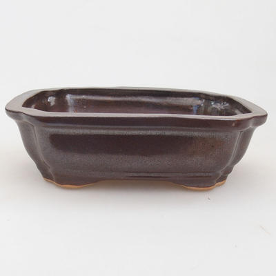 Ceramiczna miska bonsai 15,5 x 12 x 4,5 cm, kolor brązowy - 1