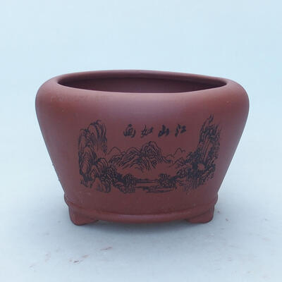 Ceramiczna miska bonsai 14 x 14 x 8,5 cm, kolor ceglany - 1