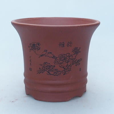 Ceramiczna miska bonsai 12 x 12 x 10 cm, kolor ceglany - 1