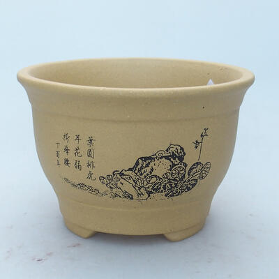 Ceramiczna miska bonsai 12,5 x 12,5 x 8,5 cm, kolor ochry - 1