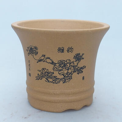 Ceramiczna miska bonsai 12 x 12 x 10 cm, kolor ochry - 1