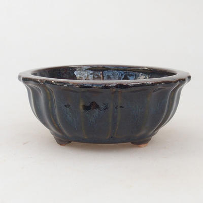 Ceramiczna miska bonsai 11,5 x 11,5 x 4,5 cm, kolor brązowo-niebieski - 1